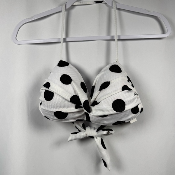 Bar III White and Black Polka Dot Bikini Top L - Picture 1 of 7